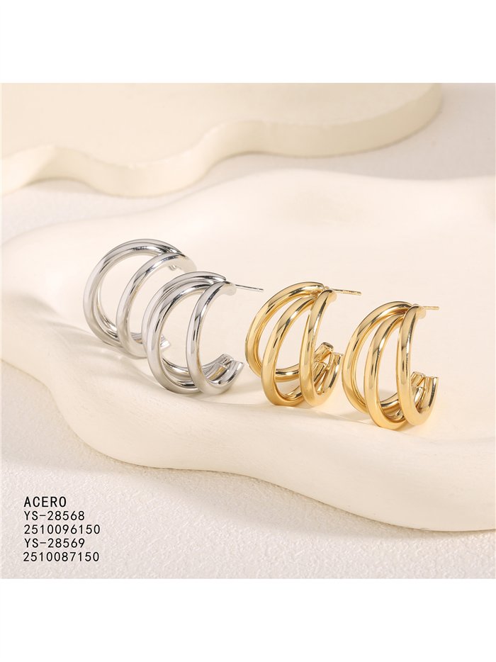 Pendientes de aro espiral triple ancho