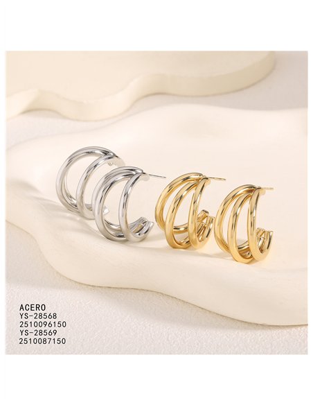 Pendientes de aro espiral triple ancho