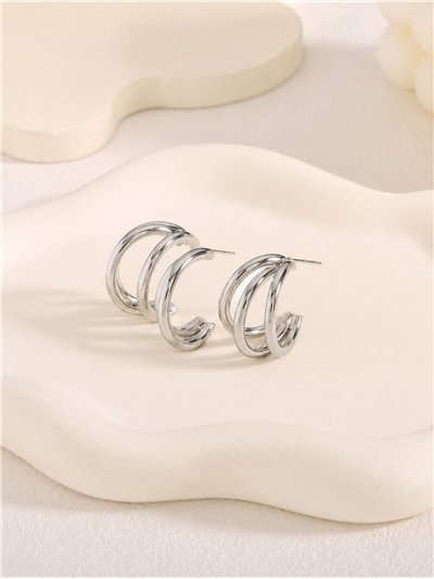 Pendientes de aro espiral triple ancho