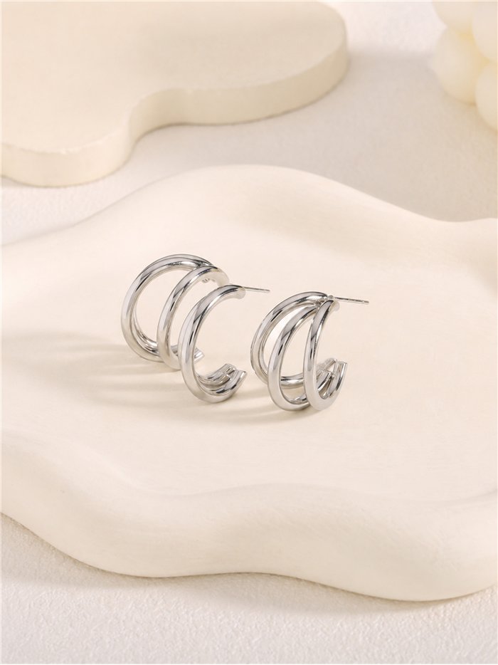 Pendientes de aro espiral triple ancho