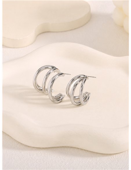 Pendientes de aro espiral triple ancho