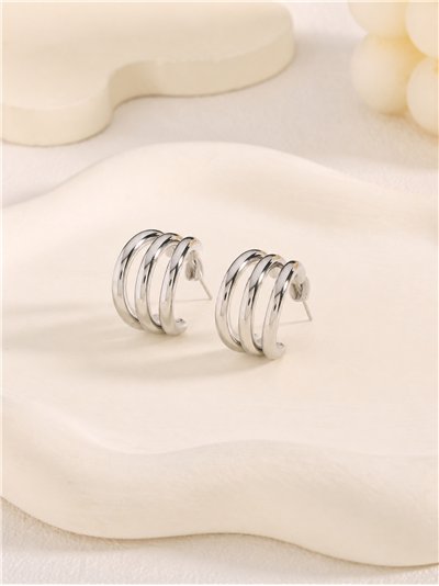 Pendientes de aro espiral triple mini