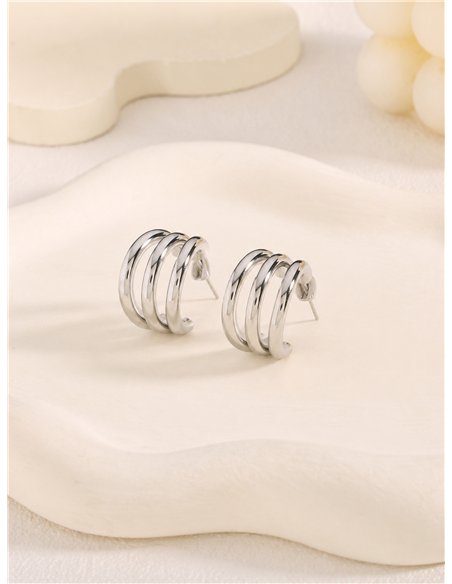 Pendientes de aro espiral triple mini