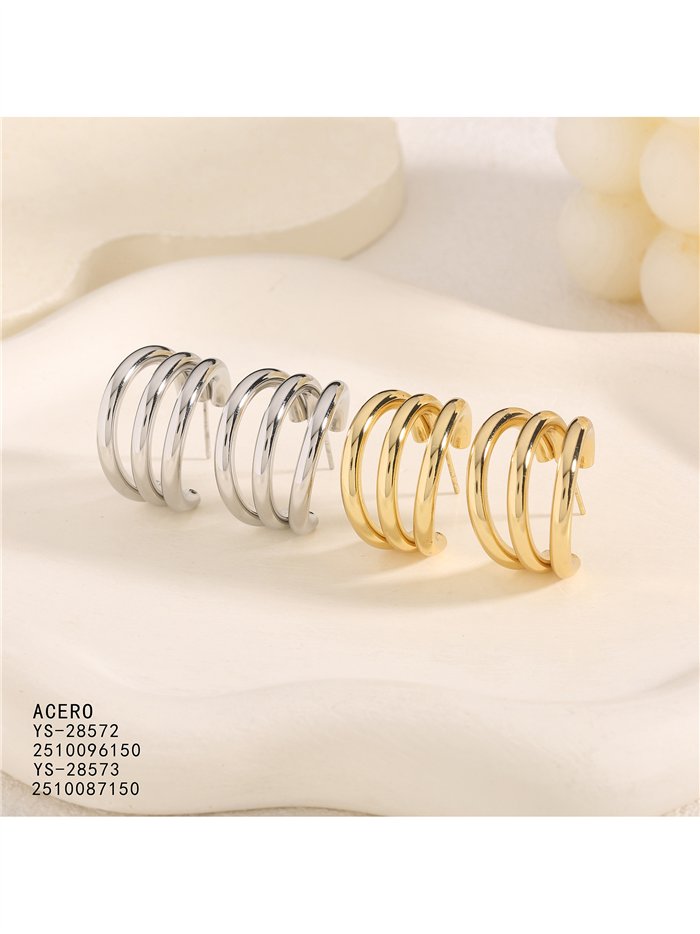 Pendientes de aro espiral triple mediano