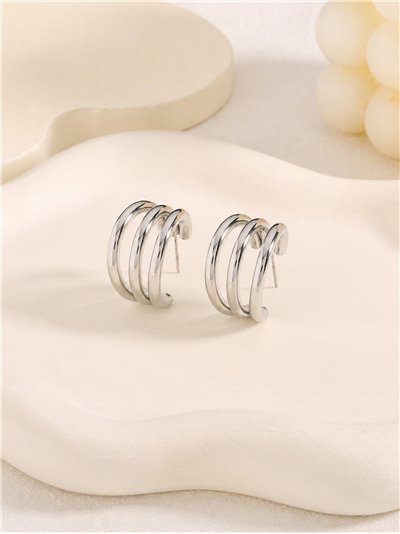 Pendientes de aro espiral triple grande