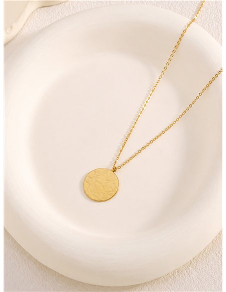 collier médaillon rond en acier