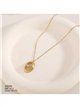 Collier médaillon ovale ajouré à finition satinée en acier