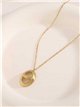 Collier médaillon ovale ajouré à finition satinée en acier