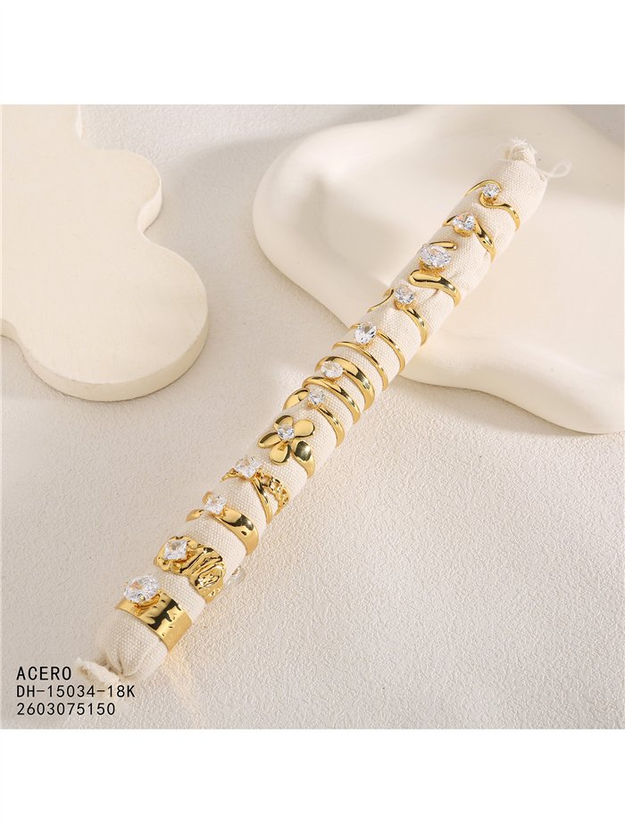 Packung mit 12 floralen Ringen mit Zirkonia und Präsentationsständer