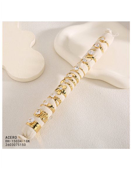 Packung mit 12 floralen Ringen mit Zirkonia und Präsentationsständer