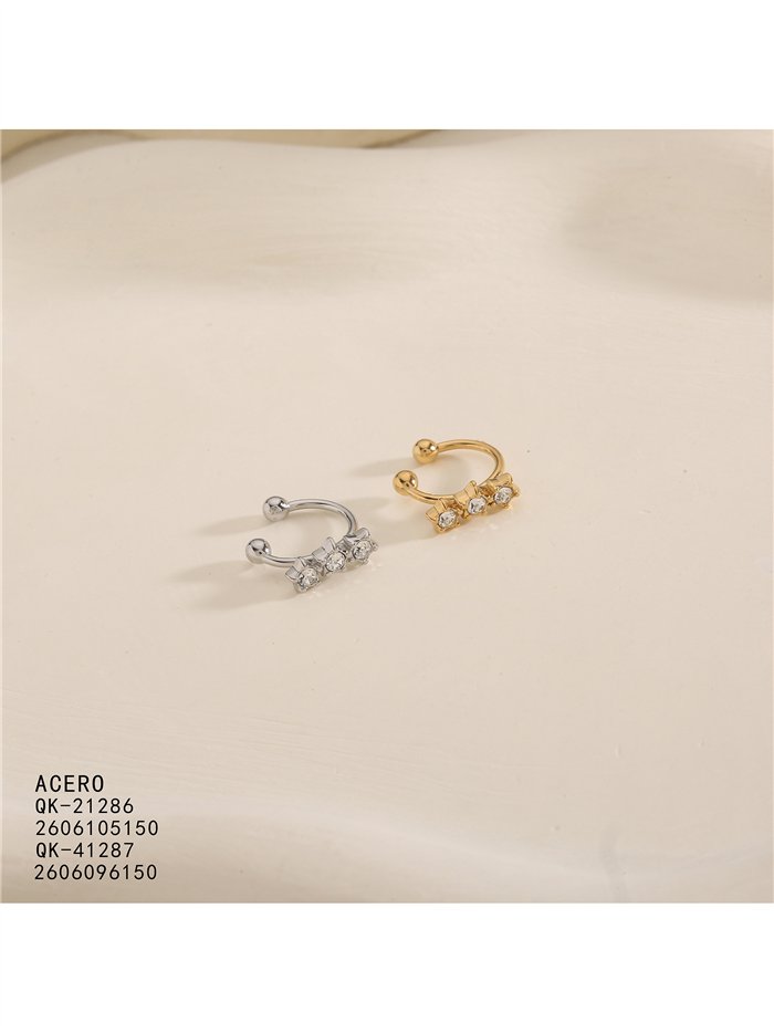 Ear cuff triple circonita de acero