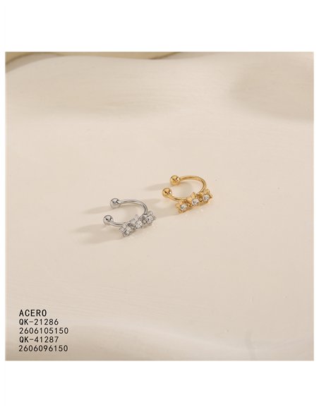 Ear cuff triple circonita de acero