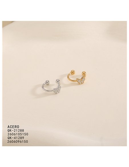Ear cuff mariposa de circonitas de acero
