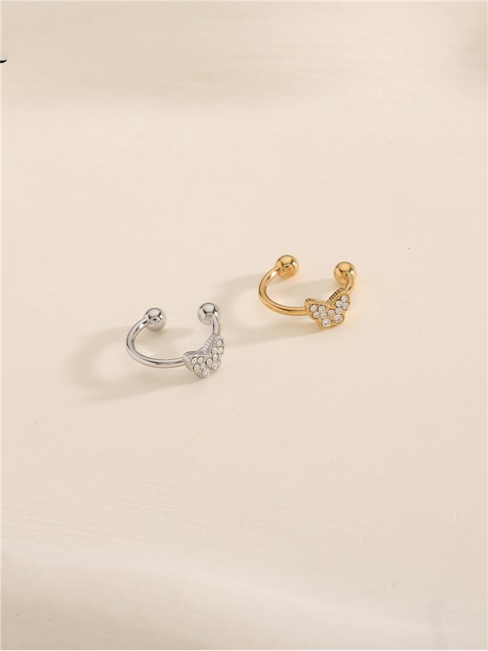 Ear cuff mariposa de circonitas de acero