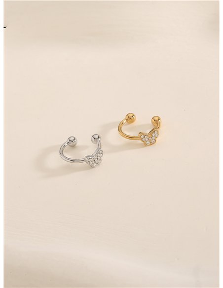 Ear cuff mariposa de circonitas de acero