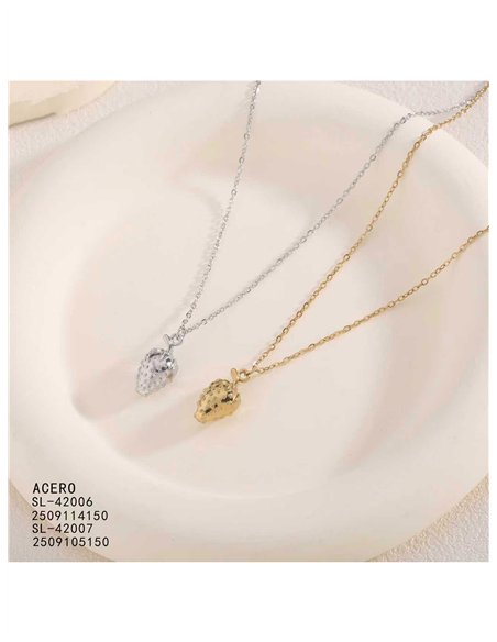 Collana in acciaio con motivo a fragola
