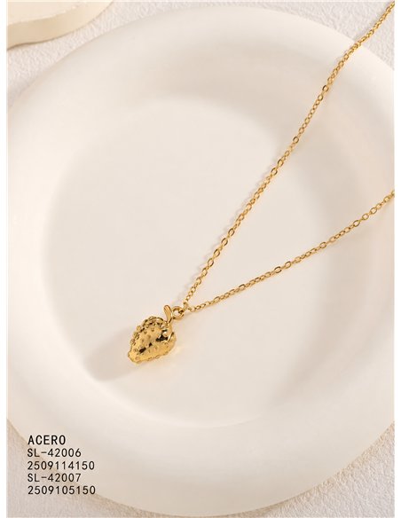 Collana in acciaio con motivo a fragola