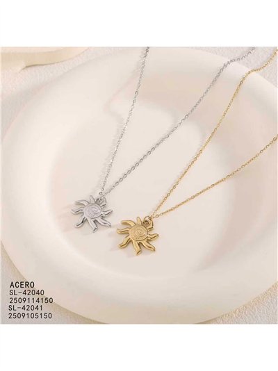 Collier soleil en spirale d'acier 2