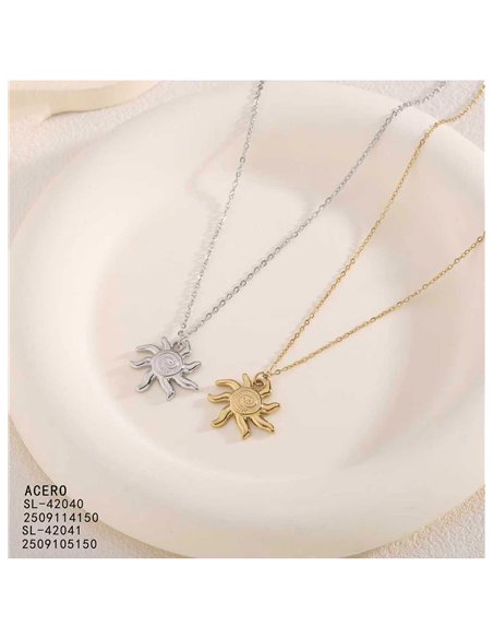 Collier soleil en spirale d'acier