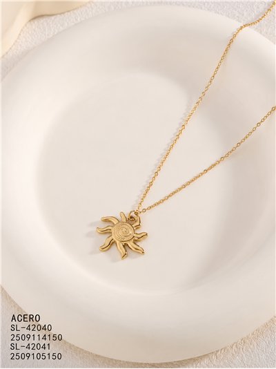Collier soleil en spirale d'acier
