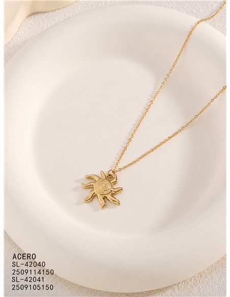 Collier soleil en spirale d'acier