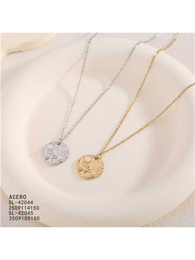 Collier médaillon marin en acier 2
