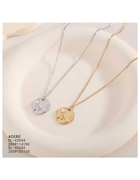 Collier médaillon marin en acier