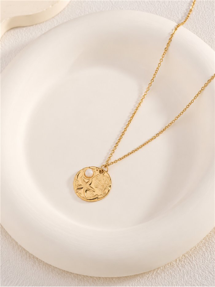 Collier médaillon marin en acier