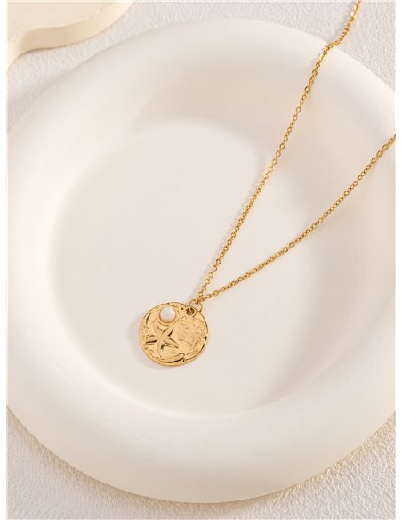 Collier médaillon marin en acier
