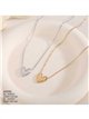Collier cœur en acier texturé