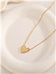 Collier cœur en acier texturé