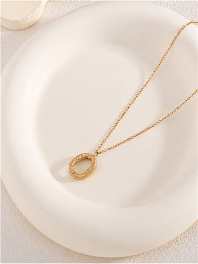 Collier créole ovale en acier texturé