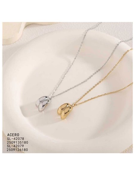 Collana in acciaio a doppia goccia