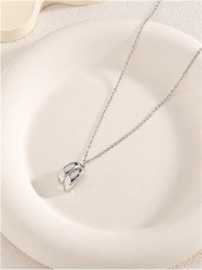 Collana in acciaio a doppia goccia