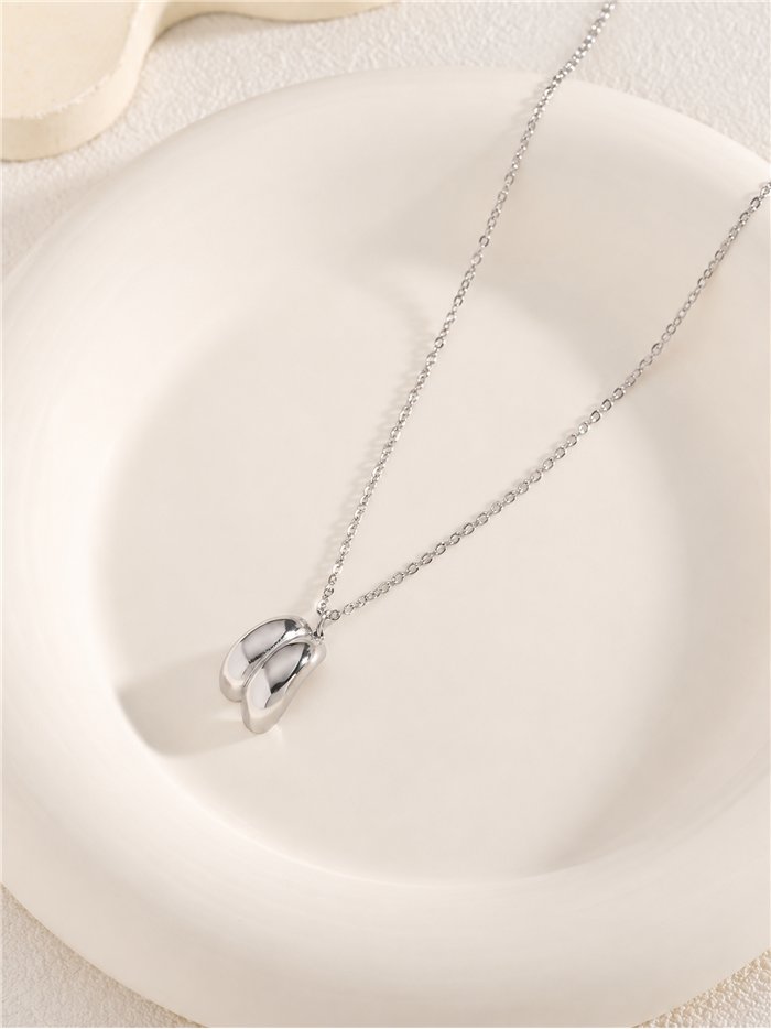 Collana in acciaio a doppia goccia
