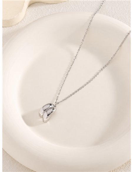 Collana in acciaio a doppia goccia