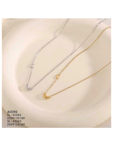 Collana in acciaio a doppia luna