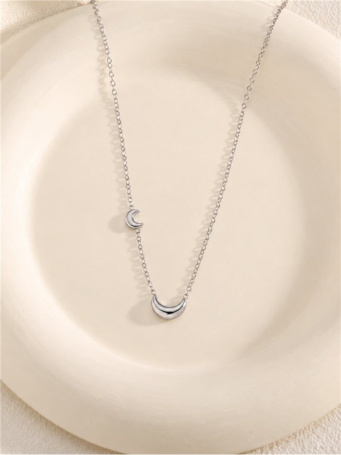 Collana in acciaio a doppia luna