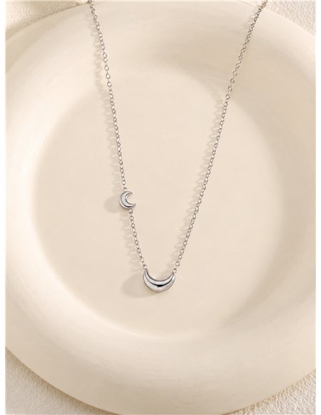 Collana in acciaio a doppia luna