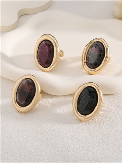 Ovaler Ring aus Kunstharz in Marmoroptik