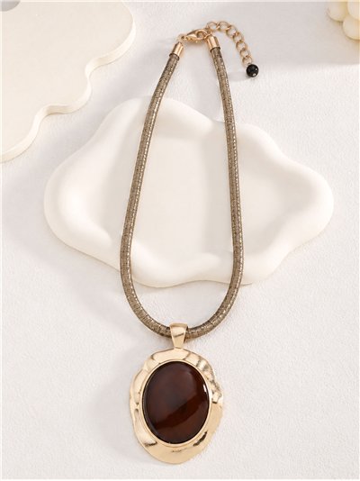 Ovale Medaillonkette mit Metallkordel