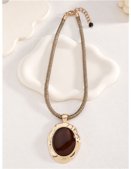 Ovale Medaillonkette mit Metallkordel