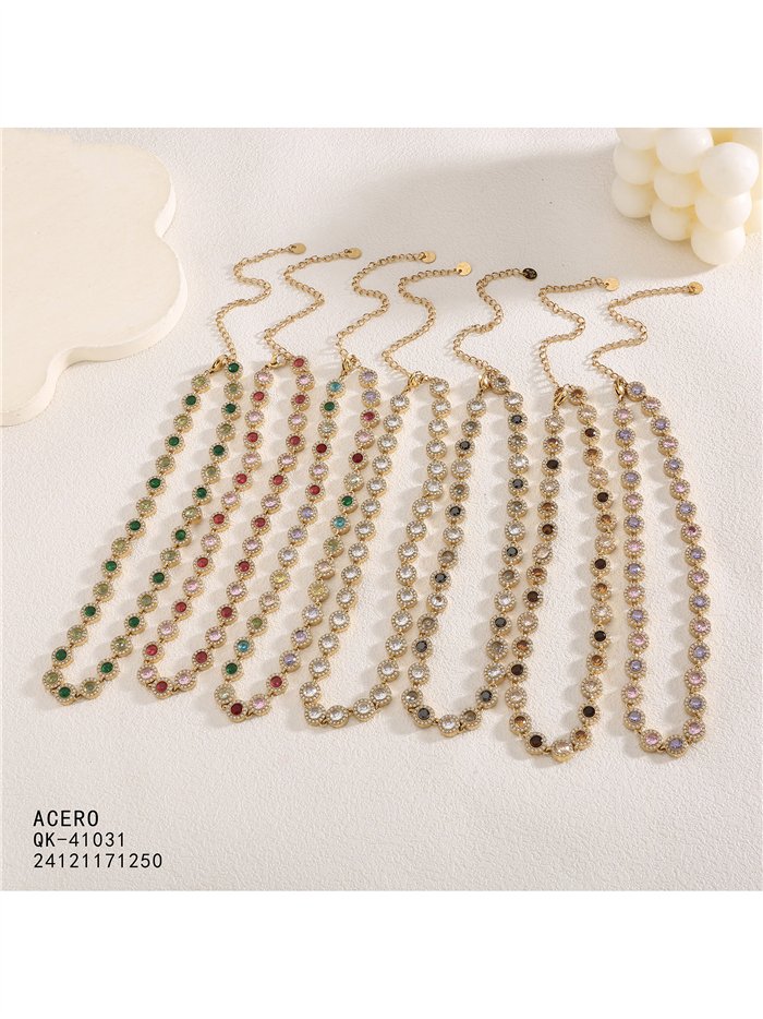 Collana di cristalli rotondi con strass