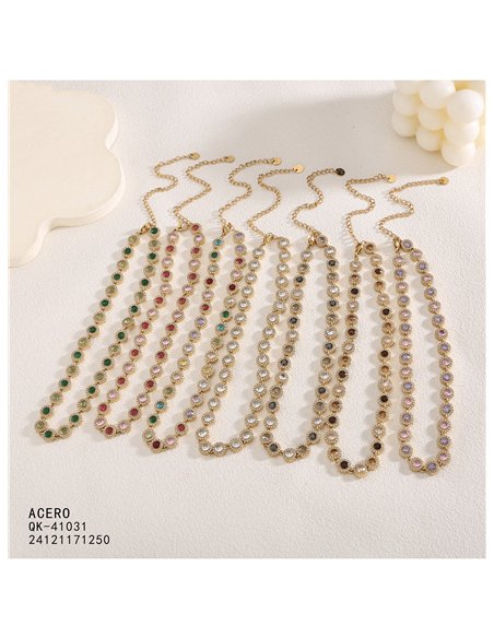 Collana di cristalli rotondi con strass