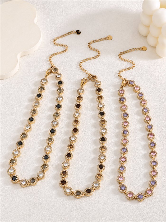 Collana di cristalli rotondi con strass