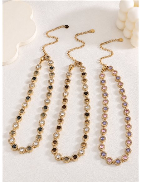Collana di cristalli rotondi con strass