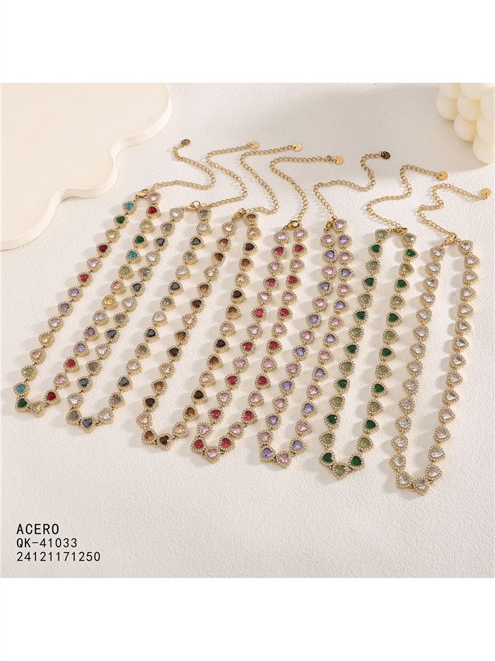 Collier cœur en cristal avec strass