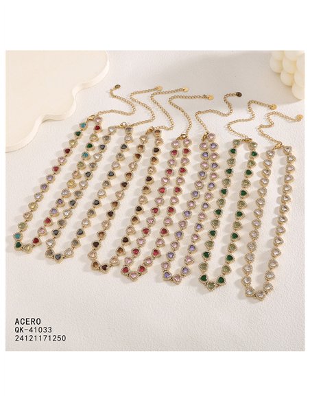 Collier cœur en cristal avec strass