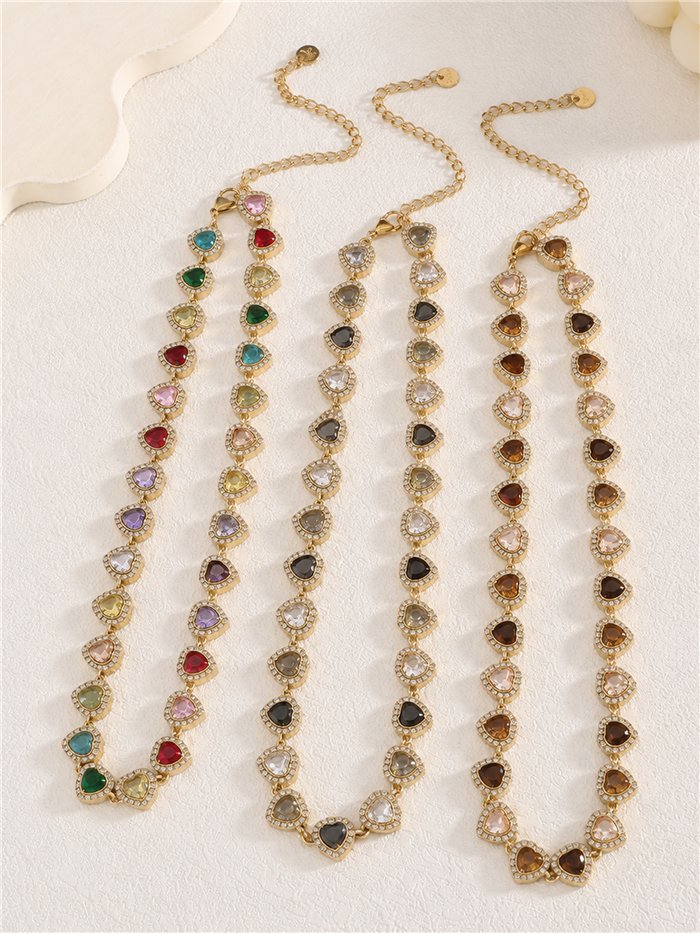Collier cœur en cristal avec strass