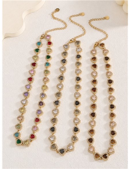 Collier cœur en cristal avec strass